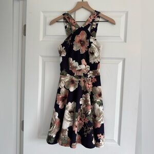 TRAC Floral Navy Formal summer Dress wedding guest women’s